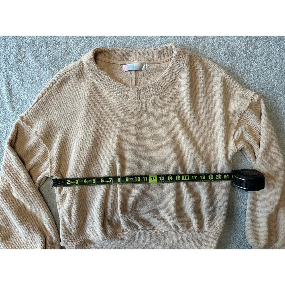 Woman's‎ Free People Beach Happy Pullover Sweatshirt Beige Size Large - Picture 12 of 14